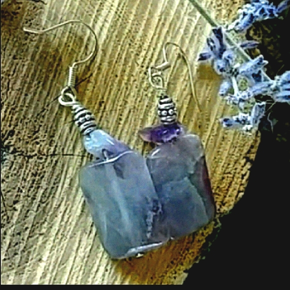 SALE💜 5*Rated ViM  RARE GREEN Streaked Faceted Dream Amethyst 925 Dangles - Picture 3 of 3